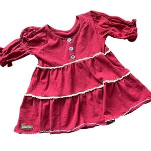 Matilda Jane Girls 6 Dahlia‎ Dark Red Tiered Ruffle Sleeve Tunic Boho Whimsical